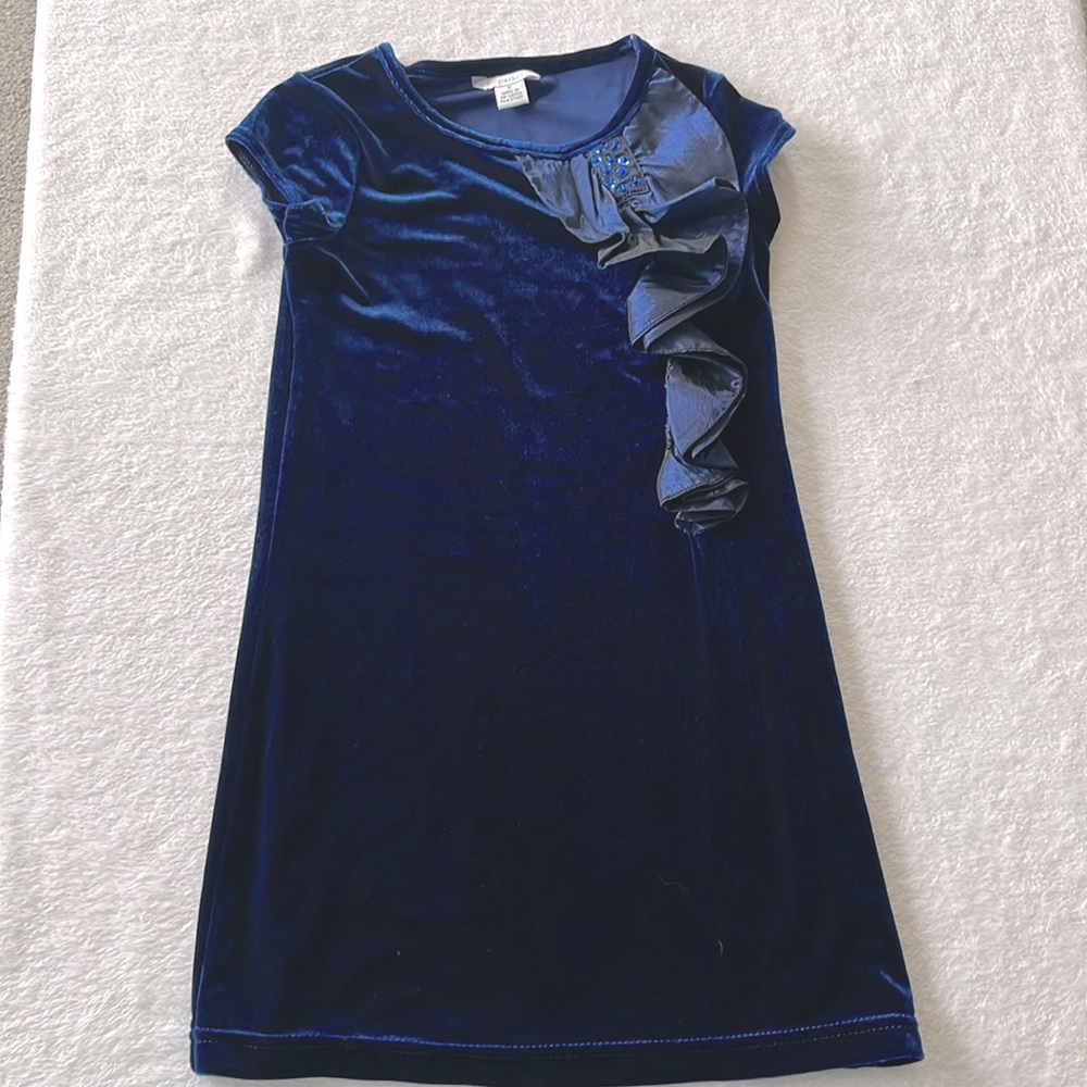 Girls Velvety Blue dress